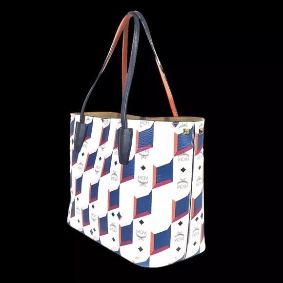 AUTH MCM RARE Monogram White Tote Handbag - Picture 3 of 15